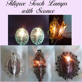 Filigree Torch Lamps with Sconce