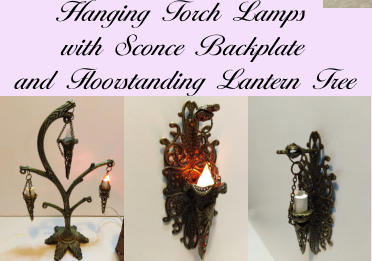Hanging Torch Lamps  with Sconce Backplate and Floorstanding Lantern Tree