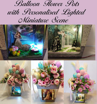 Balloon Flower Pots with Personalised Lighted Miniature Scene