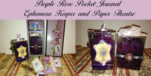 Purple Rose Pocket Journal  Ephemera Keeper and Paper Theatre