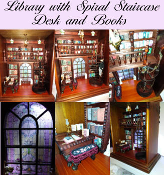 Library with Spiral Staircase Desk and Books